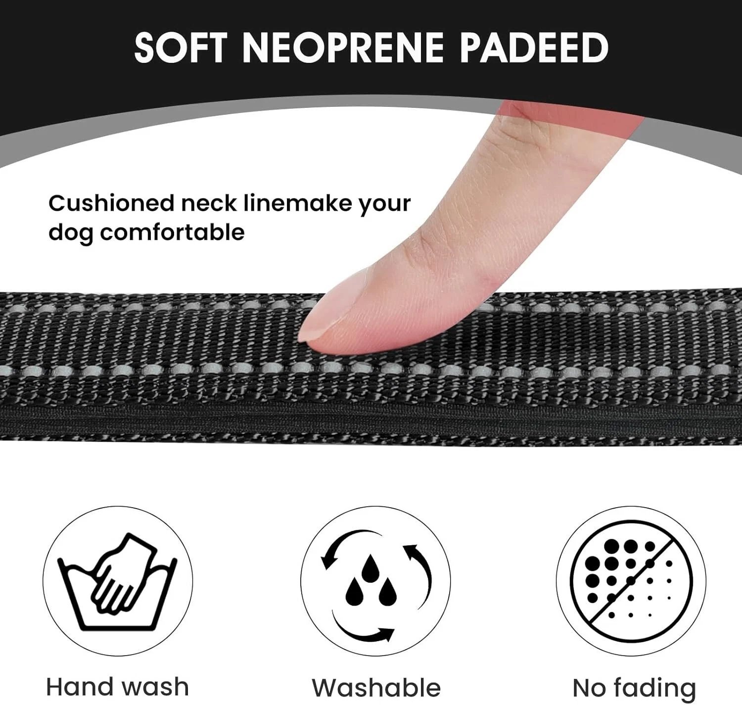 Dog Collar Reflective Adjustable Puppy Comfortable Padded Neoprene Small Medium - Image 8