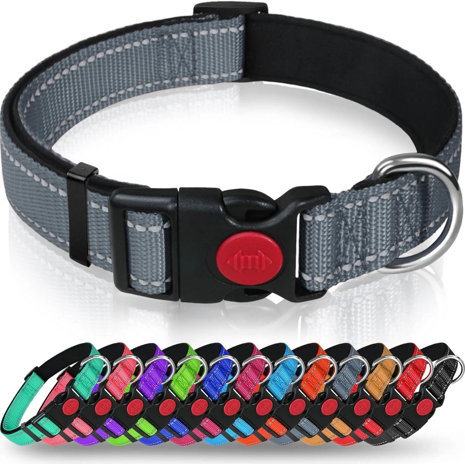 Dog Collar Reflective Adjustable Puppy Comfortable Padded Neoprene Small Medium - Image 14