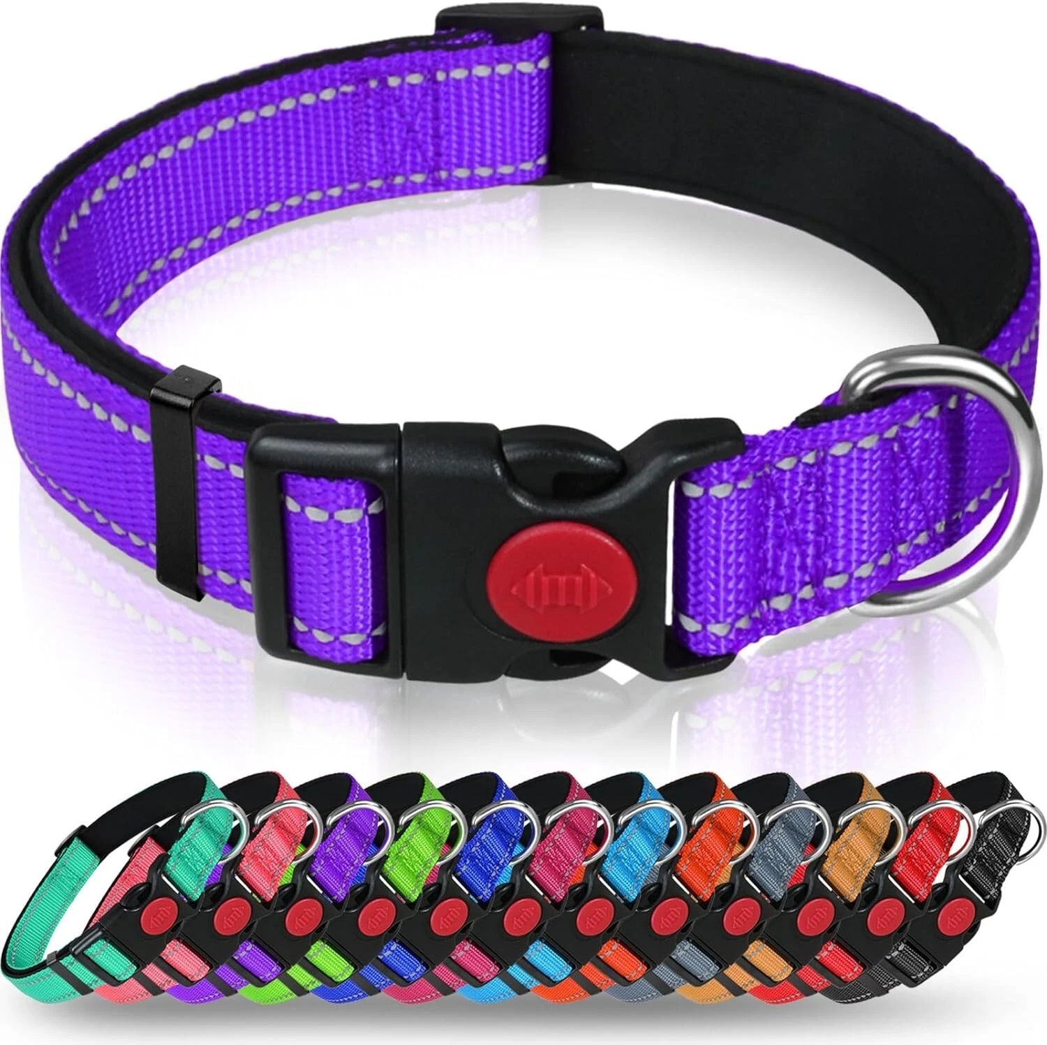 Dog Collar Reflective Adjustable Puppy Comfortable Padded Neoprene Small Medium - Image 22