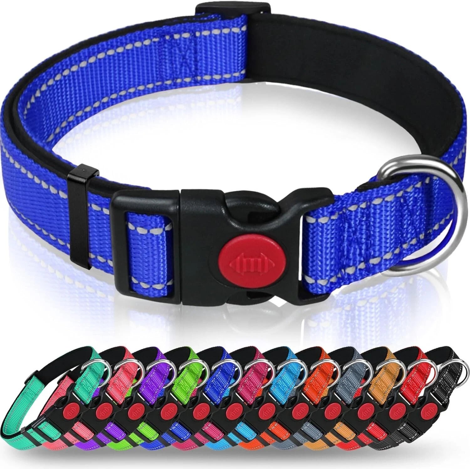 Dog Collar Reflective Adjustable Puppy Comfortable Padded Neoprene Small Medium - Image 26