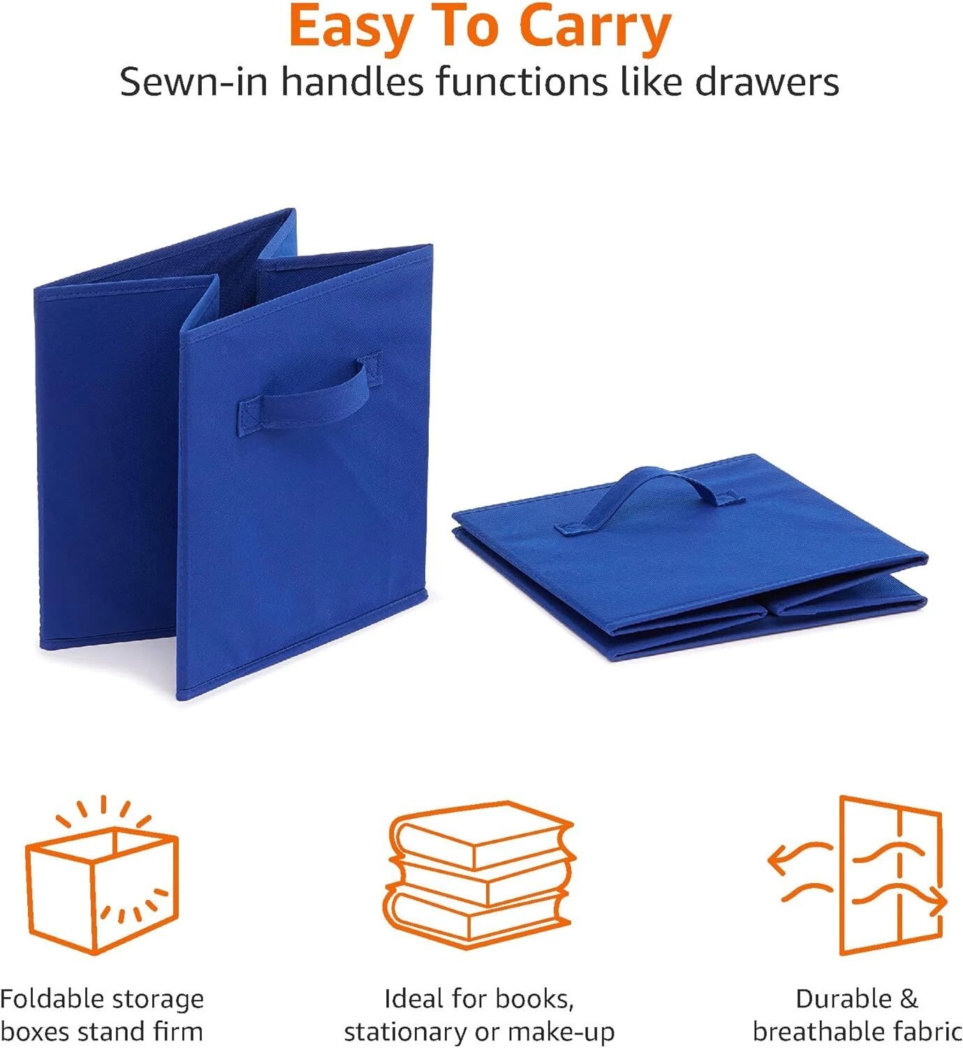 X4 Cube Storage Boxes Fabric Box Organiser Foldable Collapsible Canvas Basket - Image 7