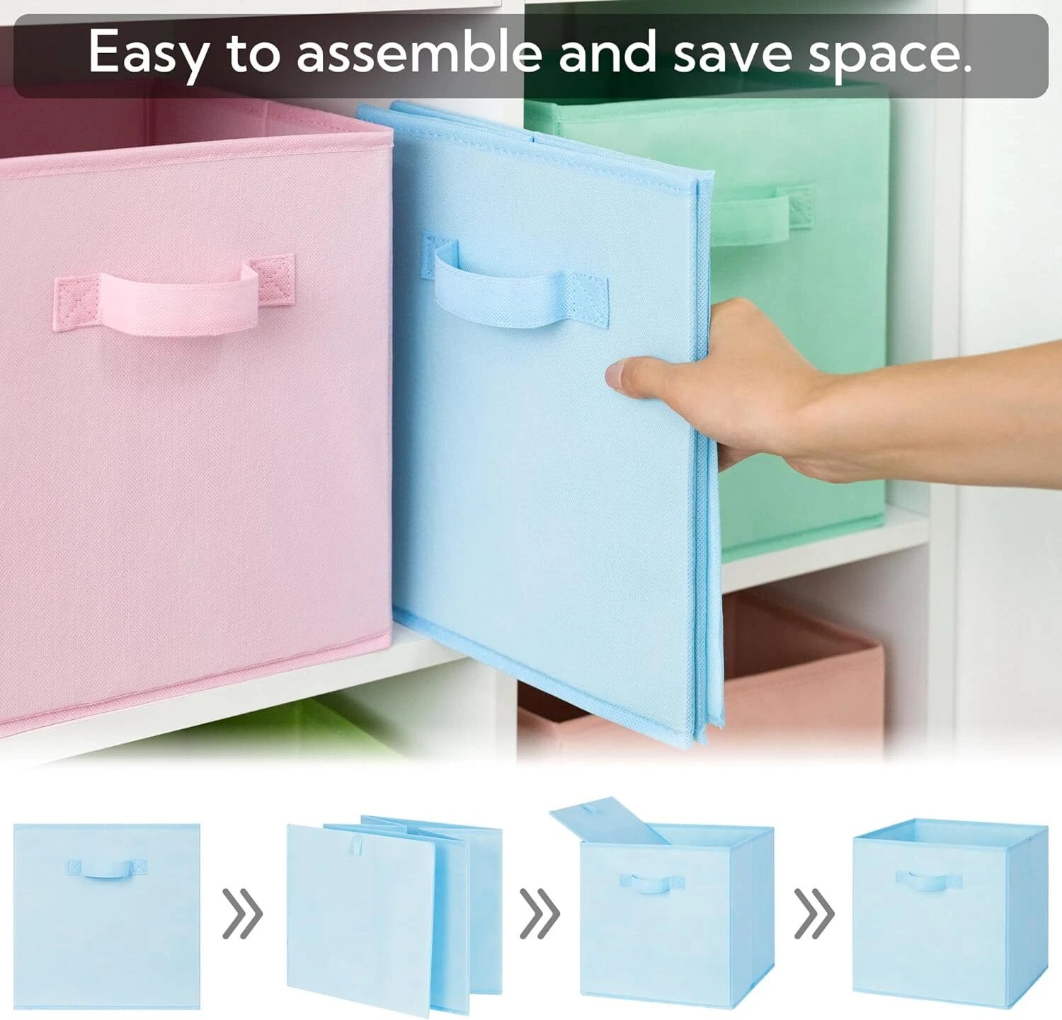 X4 Cube Storage Boxes Fabric Box Organiser Foldable Collapsible Canvas Basket - Image 9