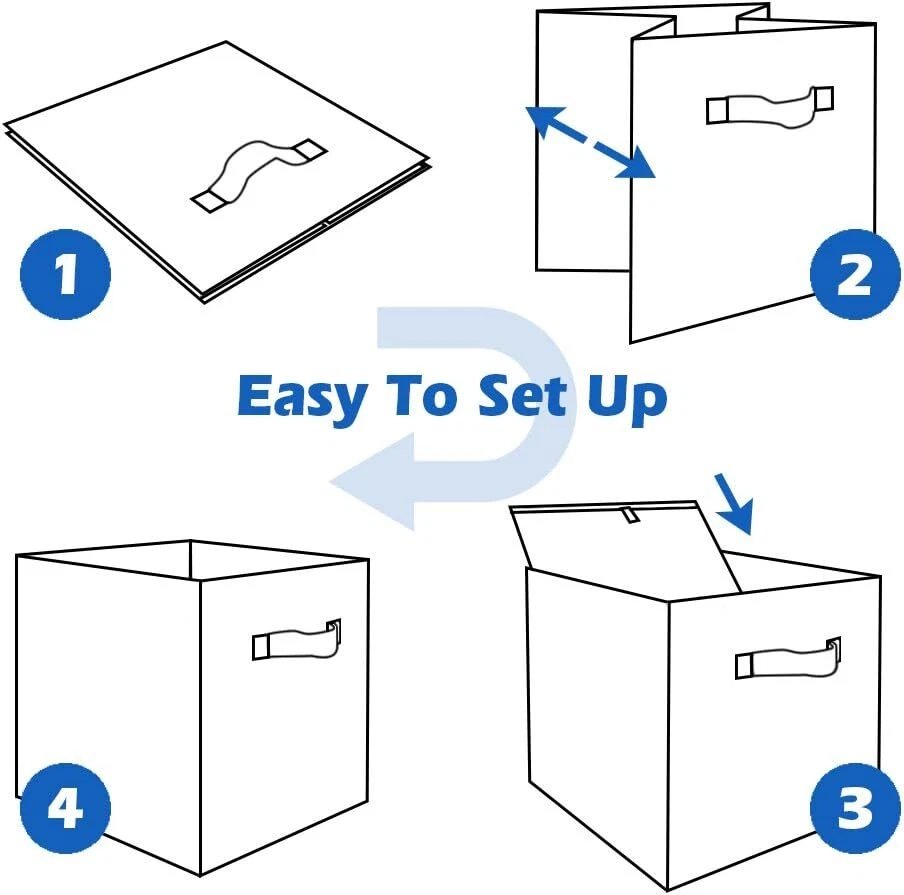 X4 Cube Storage Boxes Fabric Box Organiser Foldable Collapsible Canvas Basket - Image 33