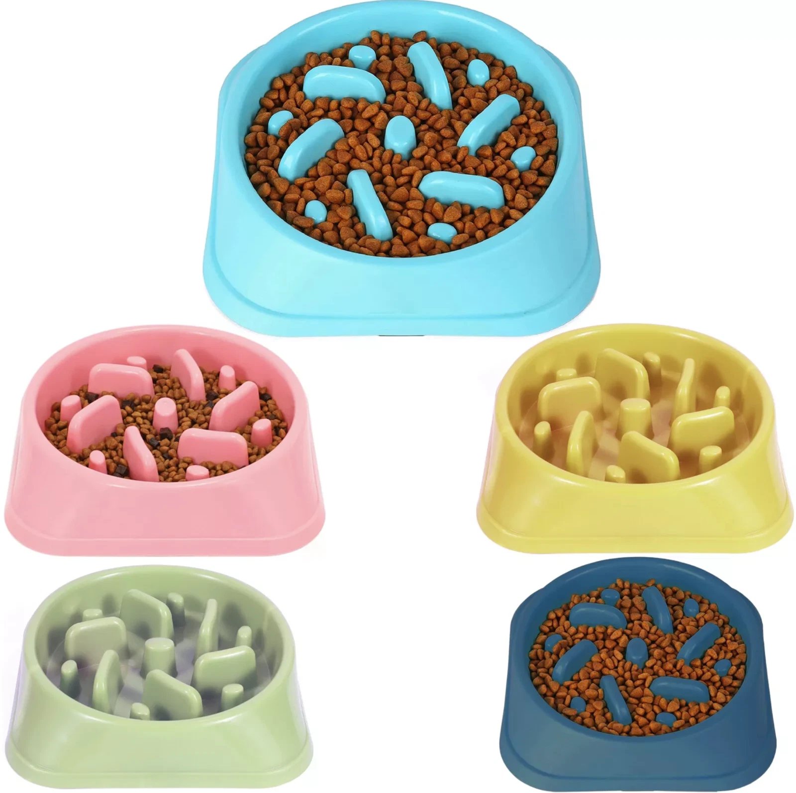 Dog Bowl Slow Feeder Pet Bowl Anti Bloating Anti Slip Feet Interactive Feed Dish - Image 6