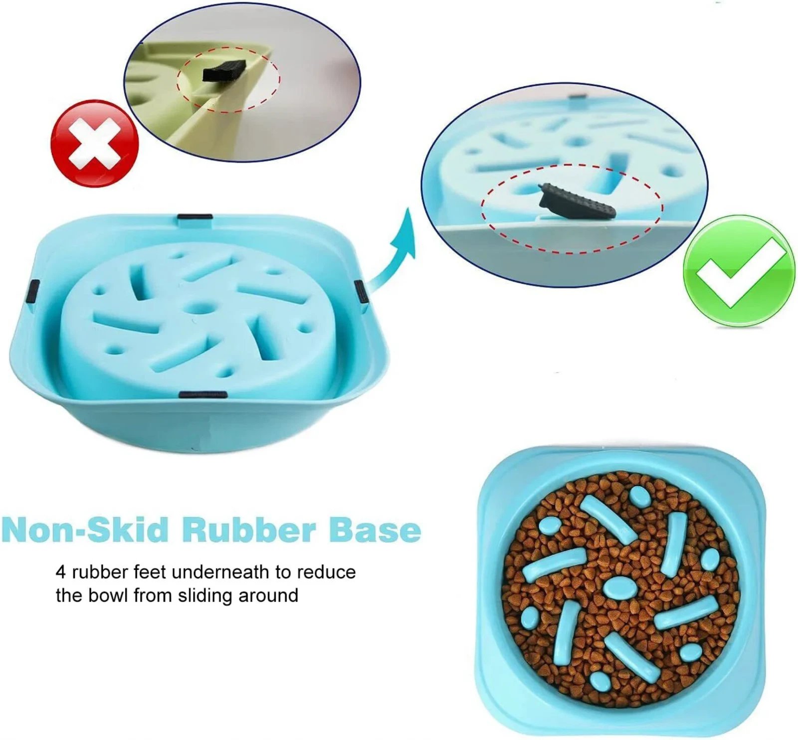 Dog Bowl Slow Feeder Pet Bowl Anti Bloating Anti Slip Feet Interactive Feed Dish - Image 7