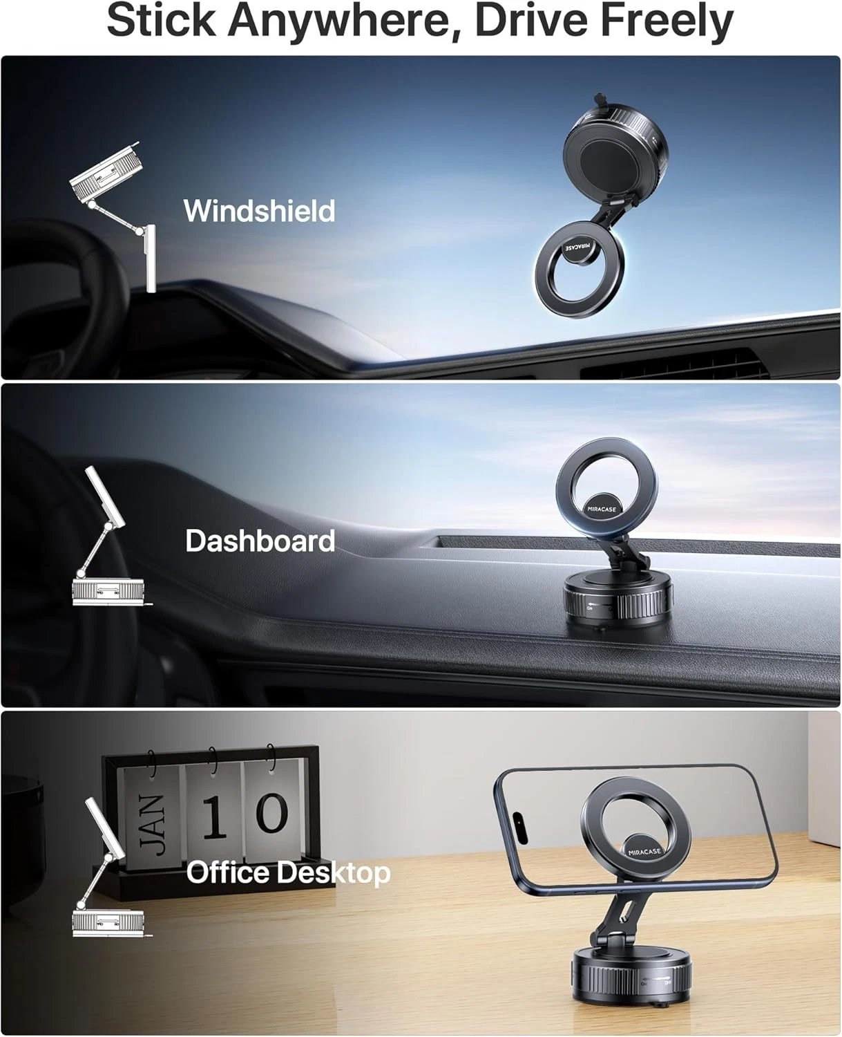 Magnetic Phone Holder For Car Magsafe Mount Magnet Rotating Suction In Mobile - Image 8