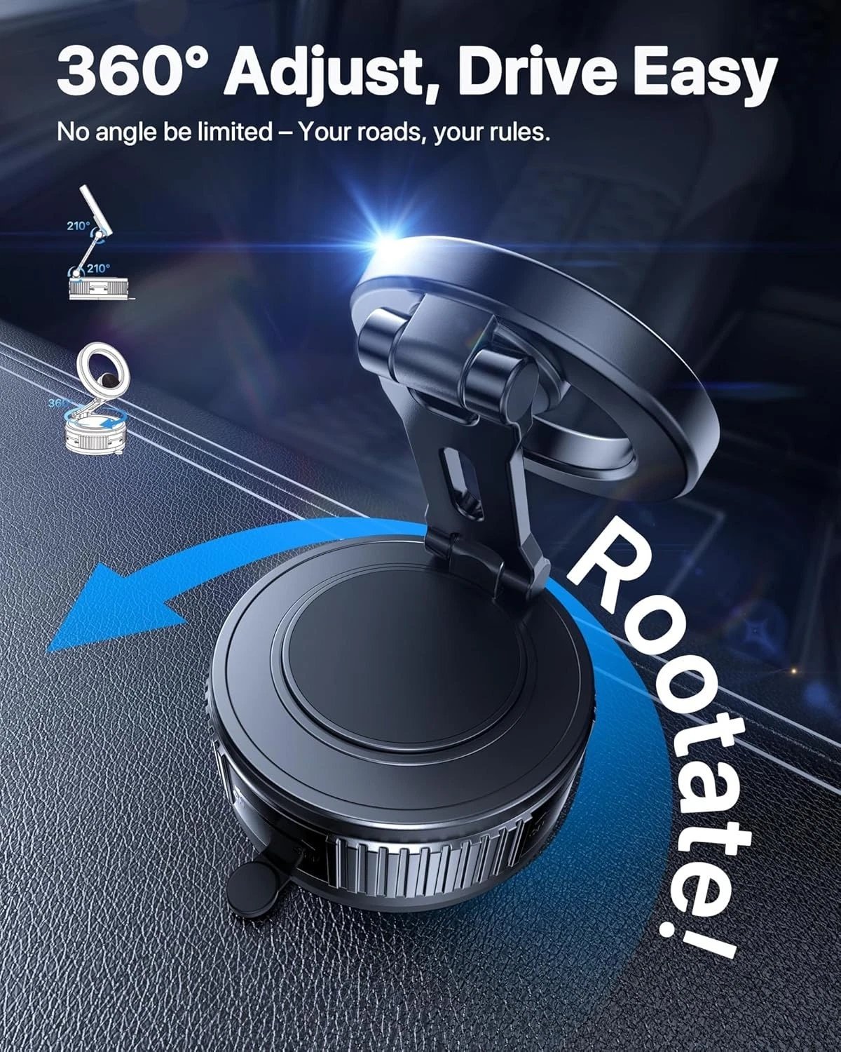 Magnetic Phone Holder For Car Magsafe Mount Magnet Rotating Suction In Mobile - Image 9