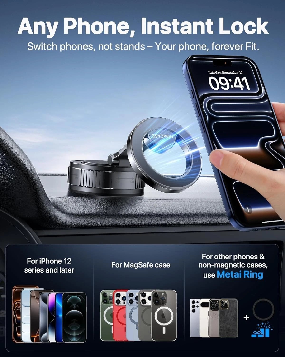 Magnetic Phone Holder For Car Magsafe Mount Magnet Rotating Suction In Mobile - Image 10