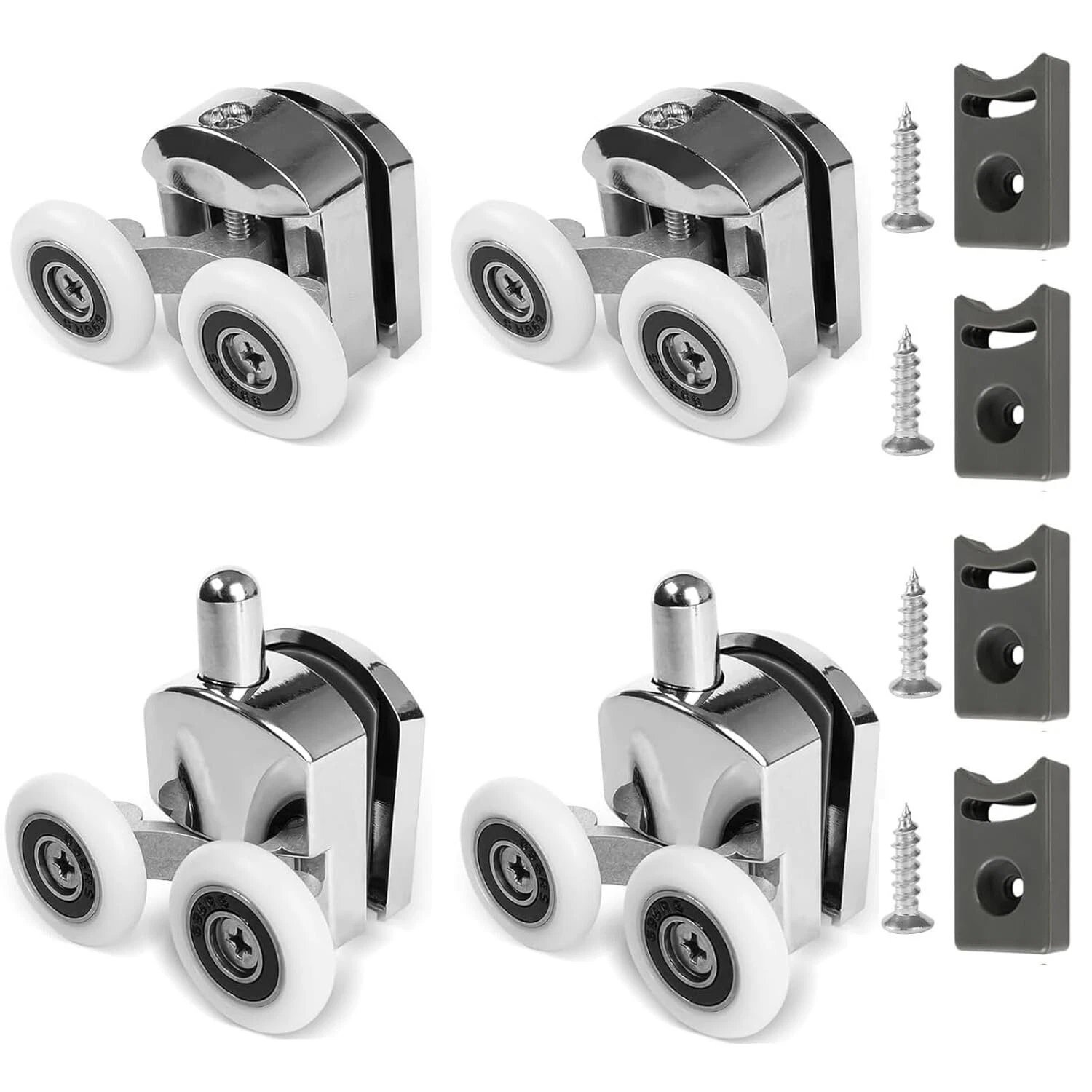 4/8x Shower Door Rollers Wheels Runners for Curved Door Top & Bottom Replacement