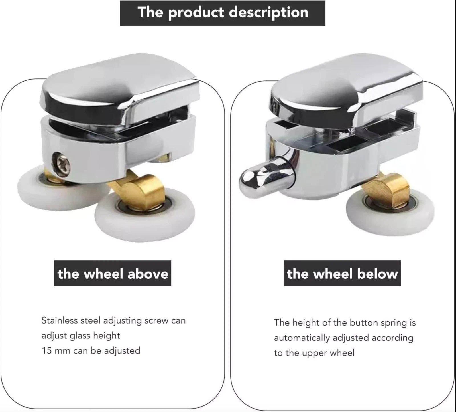 4/8x Shower Door Rollers Wheels Runners for Curved Door Top & Bottom Replacement - Image 3