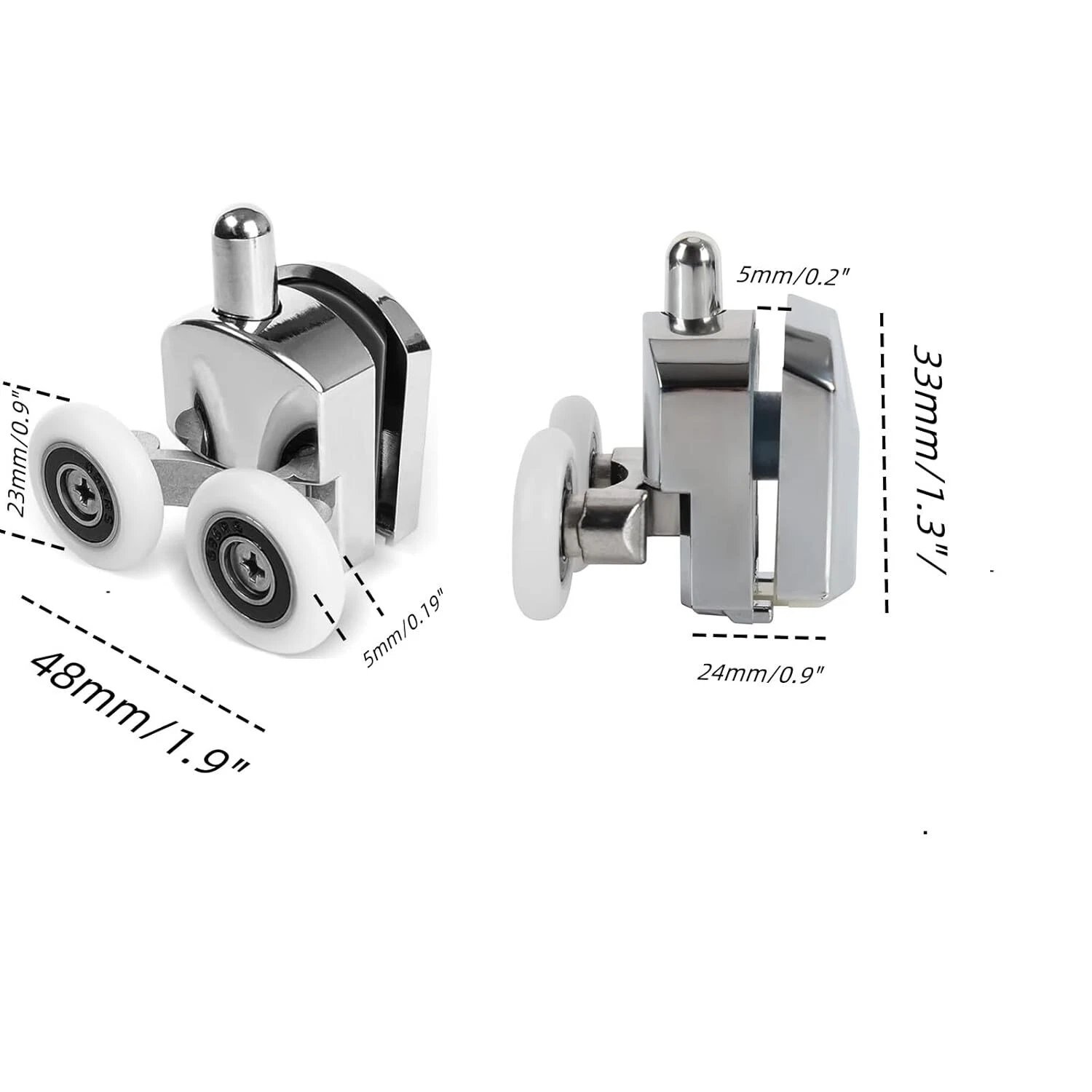 4/8x Shower Door Rollers Wheels Runners for Curved Door Top & Bottom Replacement - Image 5