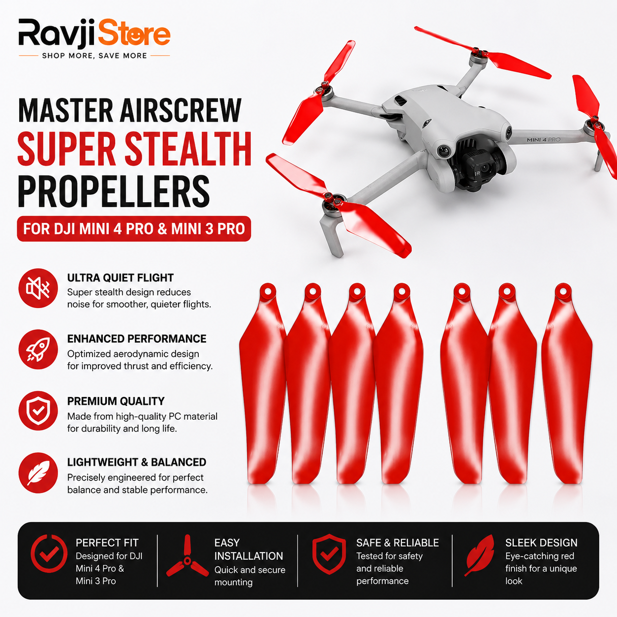 Master Airscrew Super Stealth Propellers for DJI Mini 4 Pro & Mini 3 Pro - Image 5