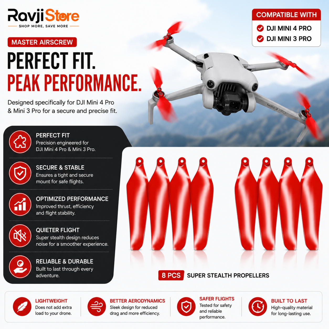 Master Airscrew Super Stealth Propellers for DJI Mini 4 Pro & Mini 3 Pro - Image 4