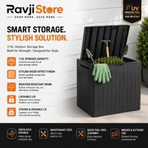 Keter 113L City Parcel Box Outdoor Garden Storage Box Utility Tool – Graphite