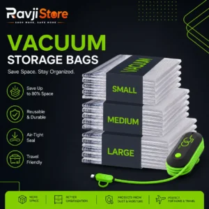 Vacuum Storage Bags Reusable Space Saver Bags with Electric Air Pump – Double Zip Seal