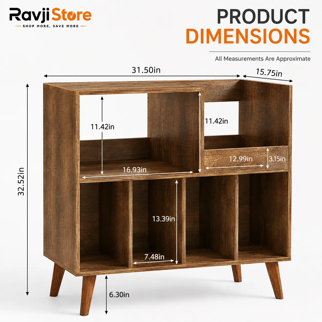 Large Record Stand with Storage, Record Player Stand with Shelf - Image 2