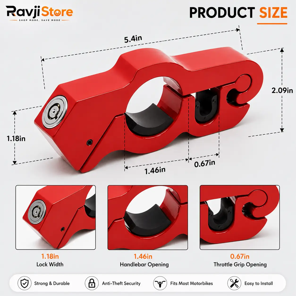 Motorbike Brake Lock Motorcycle Handlebar Lever Throttle Grip Lock for Bike & Scooter - Image 3