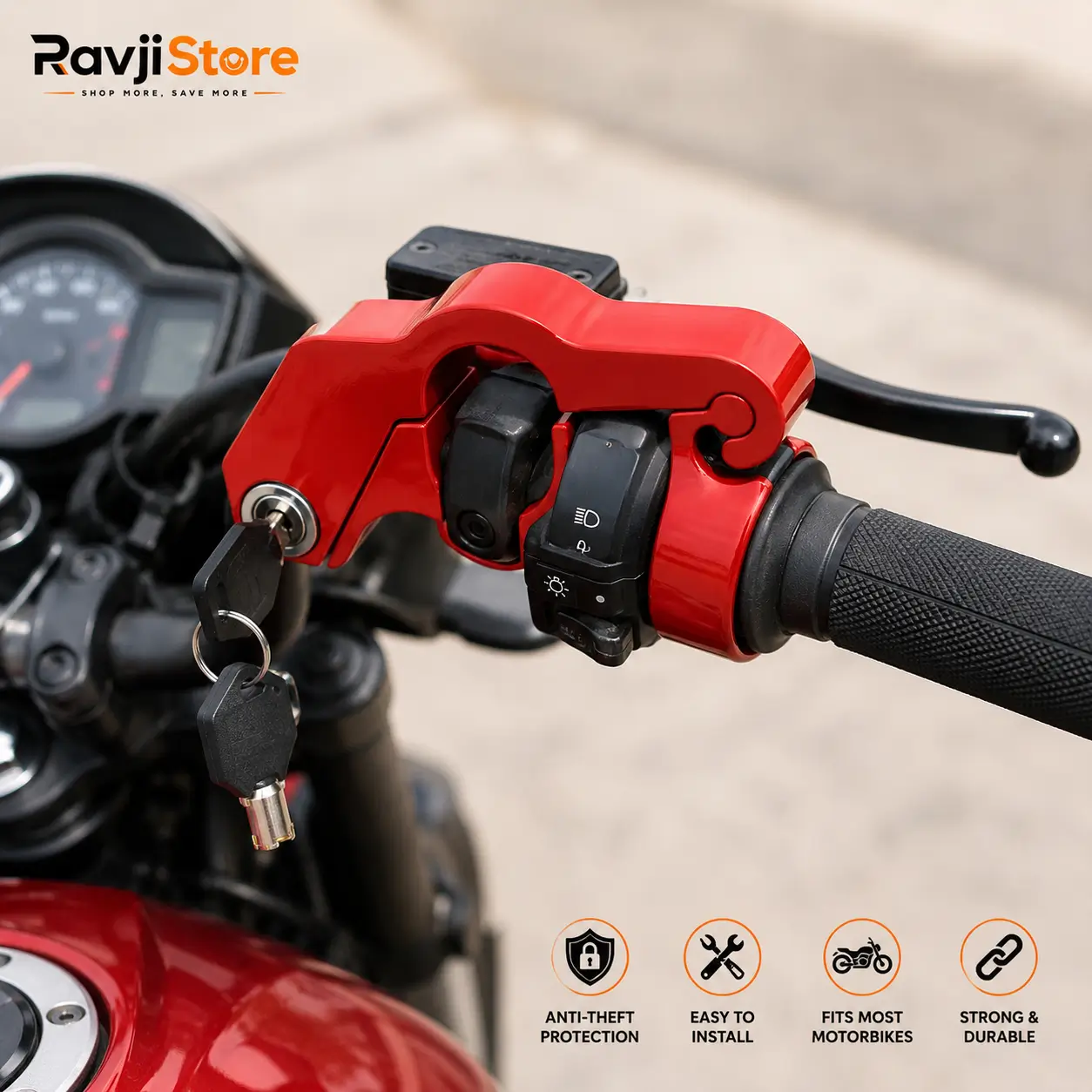 Motorbike Brake Lock Motorcycle Handlebar Lever Throttle Grip Lock for Bike & Scooter - Image 2
