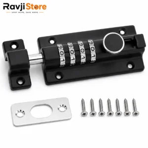 4-Digit Combination Sliding Lock – Keyless Security Pad Bolt for Shed, Gate, Garden & Door