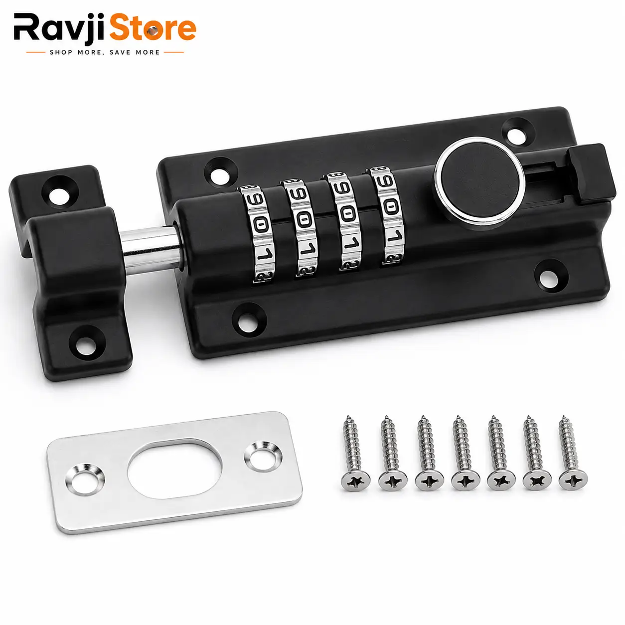 4-Digit Combination Sliding Lock – Keyless Security Pad Bolt for Shed, Gate, Garden & Door